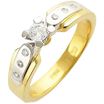 Кольцо с 7 бриллиантами из комбинированного золота 750 пробы (арт. 302429)