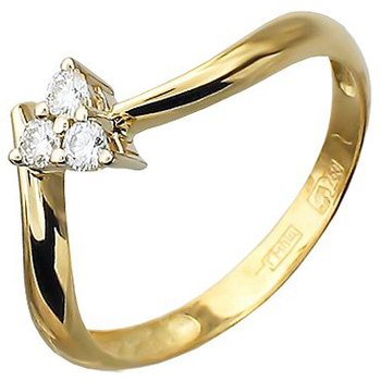 Кольцо с 3 бриллиантами из комбинированного золота 750 пробы (арт. 302440)