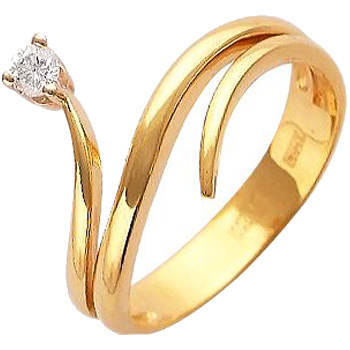 Кольцо с 1 бриллиантом из комбинированного золота 750 пробы (арт. 302460)