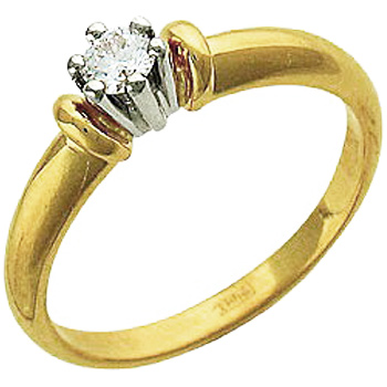 Кольцо с 1 бриллиантом из комбинированного золота 750 пробы (арт. 302470)