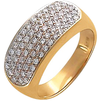 Кольцо с 93 бриллиантами из желтого золота  (арт. 302826)