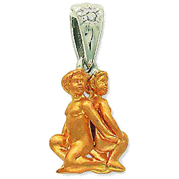 Подвеска &quot;Близнецы&quot; с 1 бриллиантом из комбинированного золота  (арт. 303329)
