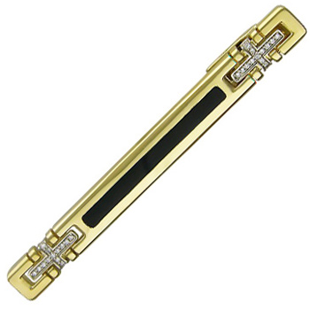 Зажим для галстука с бриллиантами, эмалью из комбинированного золота 750 (арт. 316440)