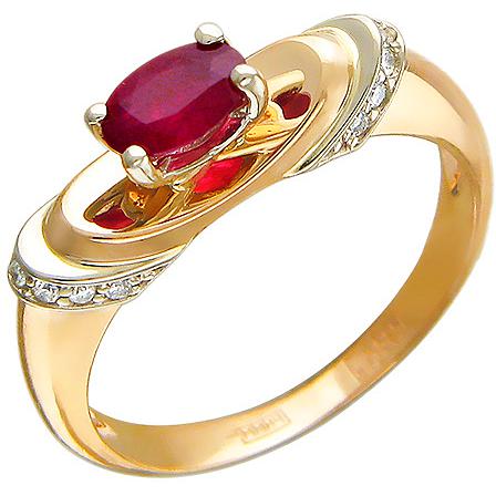 Кольцо с бриллиантами, рубином из комбинированного золота (арт. 316541)