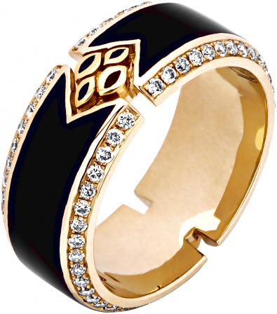 Кольцо с бриллиантами, эмалью из комбинированного золота 750 пробы (арт. 316573)