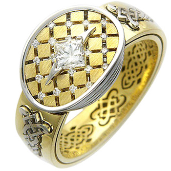 Кольцо с бриллиантом из комбинированного золота 750 пробы (арт. 316682)