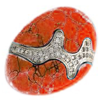 Кольцо с кораллом, цирконием из серебра (арт. 319142)