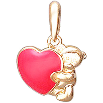 Подвеска Мишка с сердцем из красного золота (арт. 319656)