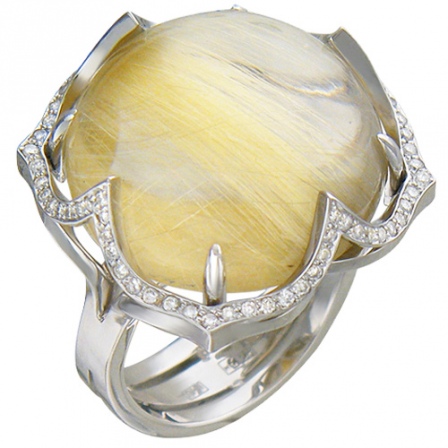 Кольцо с бриллиантами, кварцем из белого золота (арт. 320398)