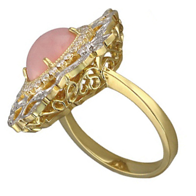 Кольцо с бриллиантами, опалом из желтого золота 750 пробы (арт. 320399)