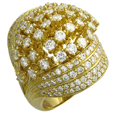 Кольцо с бриллиантами из желтого золота 750 пробы (арт. 321076)
