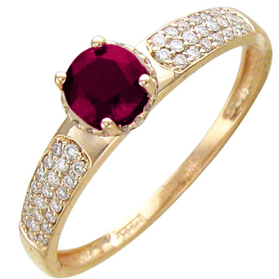 Кольцо с бриллиантами, рубином из красного золота (арт. 321427)