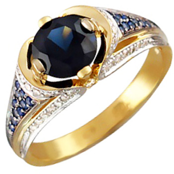 Кольцо с бриллиантами, сапфирами из комбинированного золота 750 пробы (арт. 321440)