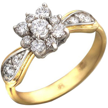 Кольцо с бриллиантами из желтого золота (арт. 322431)