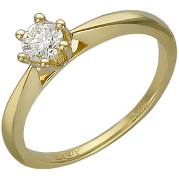 Кольцо с бриллиантом из желтого золота (арт. 323067)