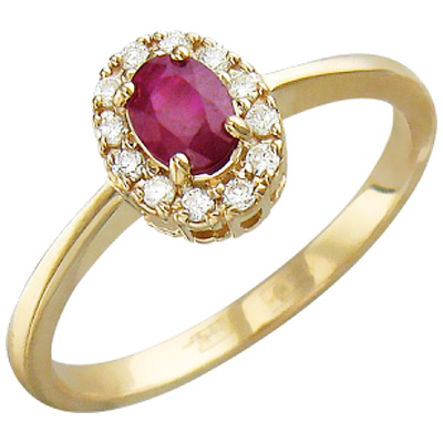 Кольцо с бриллиантами, рубином из красного золота (арт. 323169)