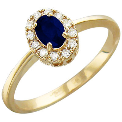 Кольцо с бриллиантами, сапфиром из красного золота (арт. 323170)