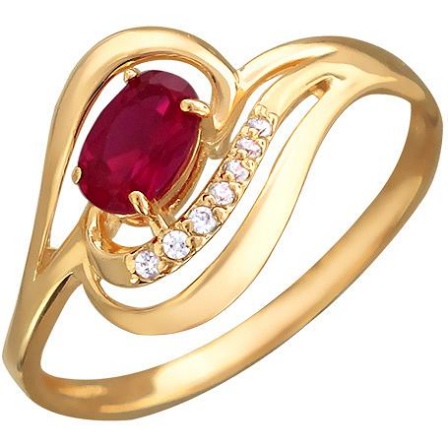 Кольцо со шпинелью, фианитами из красного золота (арт. 323213)