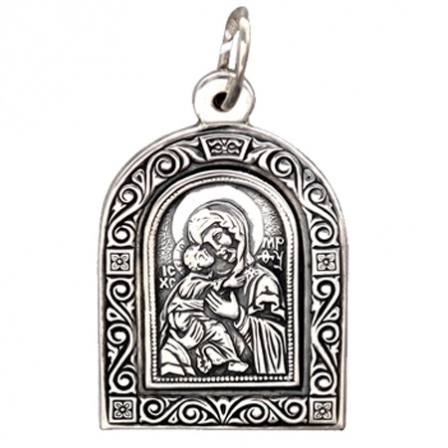 Подвеска-иконка "Богородица Владимирская" из чернёного серебра (арт. 324266)