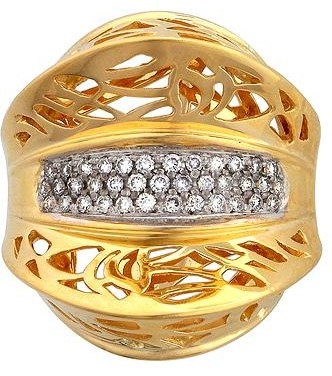 Кольцо с бриллиантами из желтого золота 750 пробы (арт. 324619)