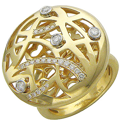 Кольцо с бриллиантами из желтого золота 750 пробы (арт. 325157)