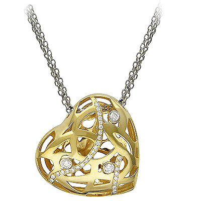 Колье Сердце с бриллиантами из комбинированного золота 750 пробы (арт. 325161)