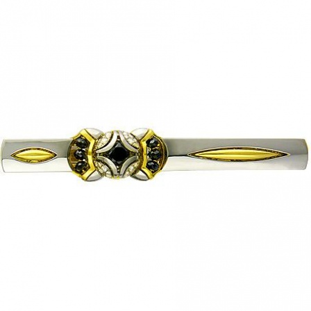 Зажим для галстука с бриллиантами из комбинированного золота 750 пробы (арт. 325601)