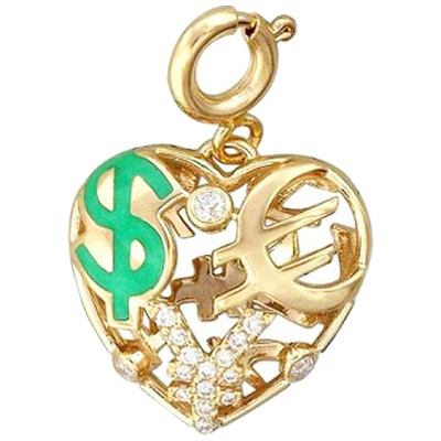 Подвеска Сердце с бриллиантами, вставкой из эмали из желтого золота (арт. 325751)