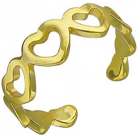 Кольцо  безразмерное Сердечки из желтого золота (арт. 326031)