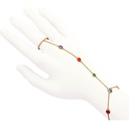 Браслет плетения "Якорное" с кольцом с фианитами из красного золота (арт. 326679)