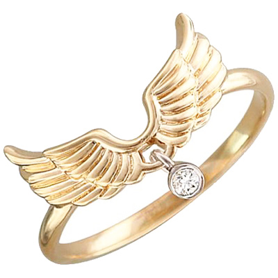 Кольцо Крылья с бриллиантом из комбинированного золота (арт. 333485)