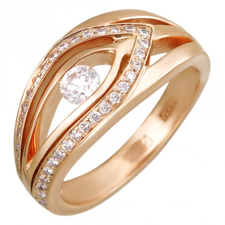 Кольцо с бриллиантом из комбинированного золота (арт. 335831)