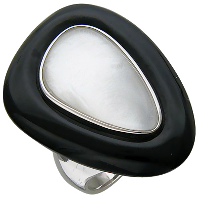 Кольцо с ониксом, перламутром из серебра (арт. 337523)