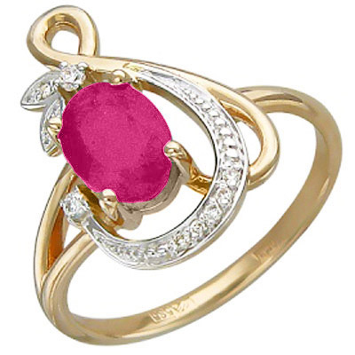 Кольцо с бриллиантами, рубином из красного золота (арт. 338139)