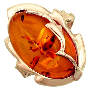 Кольцо с янтарем из красного золота (арт. 345303)