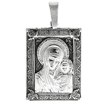 Подвеска-иконка "Богородица Казанская" из чернёного серебра (арт. 347737)
