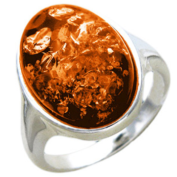 Кольцо с янтарем из серебра (арт. 348092)