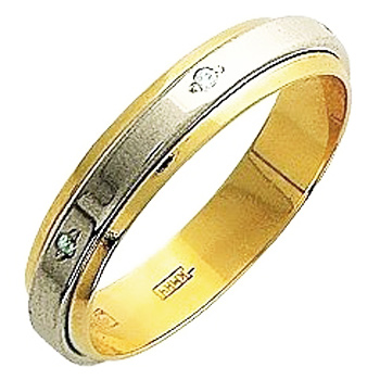 Кольцо с 6 фианитами из комбинированного золота  (арт. 351682)