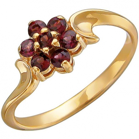 Кольцо Цветок с 7 родолитами из красного золота  (арт. 359330)