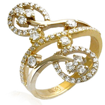 Кольцо с 70 бриллиантами из комбинированного золота 750 пробы (арт. 361845)