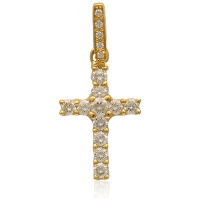 Крестик с 18 бриллиантами из жёлтого золота 750 пробы (арт. 361955)