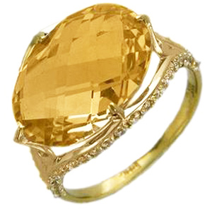 Кольцо с 1 кварцем, 44 фианитами из жёлтого золота  (арт. 363867)