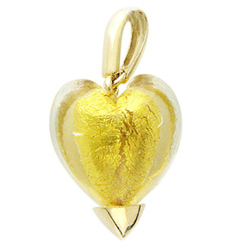 Подвеска Сердце с мурано из желтого золота (арт. 368087)
