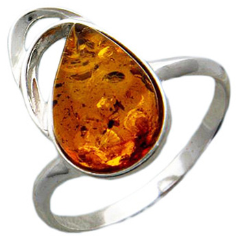 Кольцо с янтарем из серебра (арт. 370425)