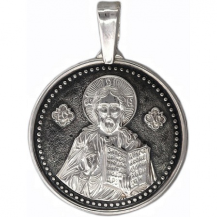 Подвеска-иконка "Господь Вседержитель" из чернёного серебра (арт. 374082)