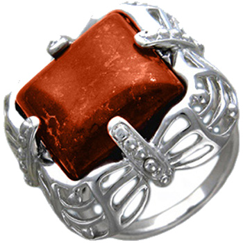 Кольцо Стрекоза с яшмой из серебра (арт. 382850)