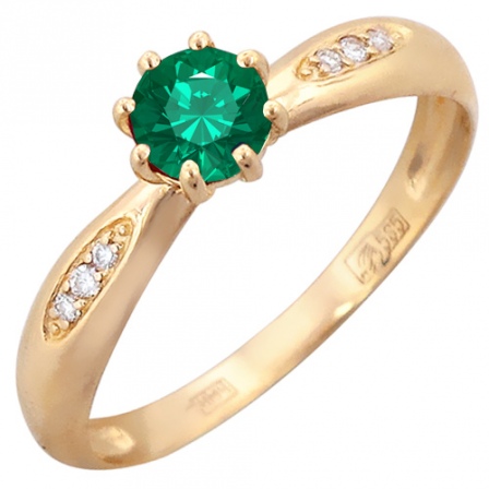 Кольцо с бриллиантами, изумрудом из красного золота (арт. 420908)