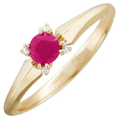 Кольцо с бриллиантами, рубином из красного золота (арт. 420925)
