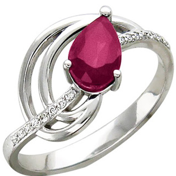 Кольцо с бриллиантами, рубином из белого золота (арт. 420983)