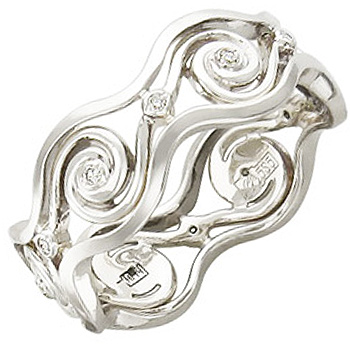 Кольцо с бриллиантами из белого золота (арт. 420987)